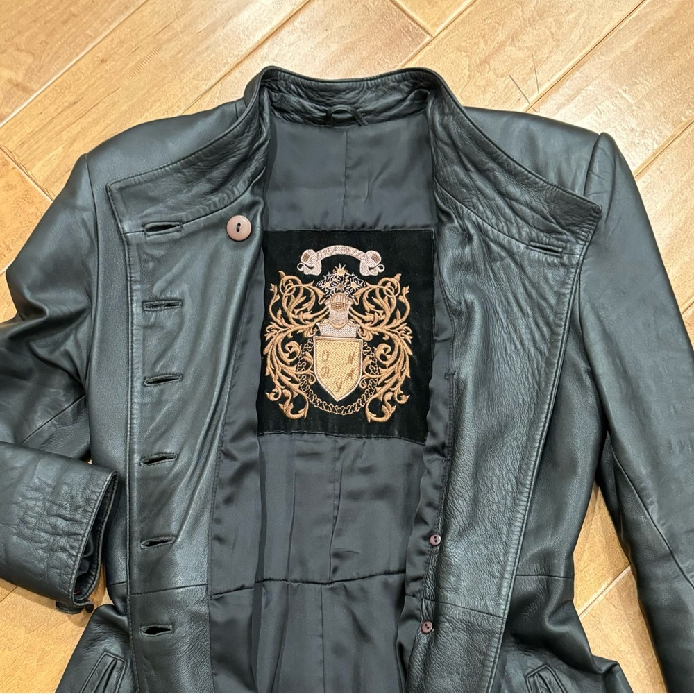 Linea Pelle Oryan Long Leather Coat * Vintage * Size Small - Picture 16 of 16